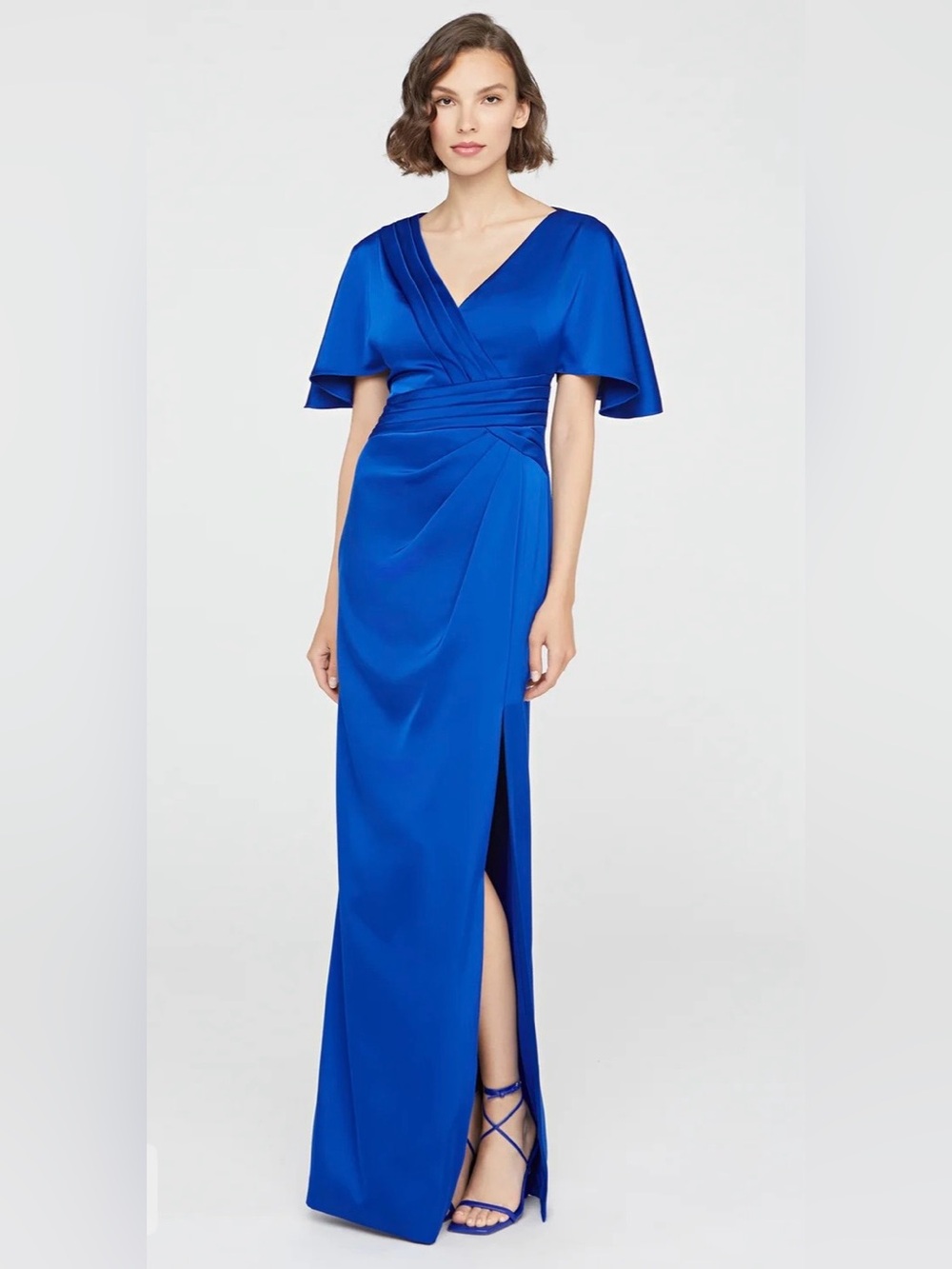 Theia Shea Kimono Sleeve Gown Cobalt Blue V-Neck Maxi